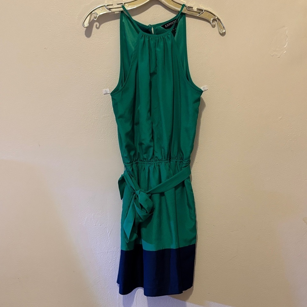 Express Green and Navy Mini Dress